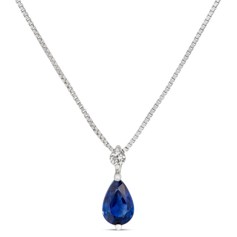 Pear Sapphire & Diamond Necklace 14K image number 0