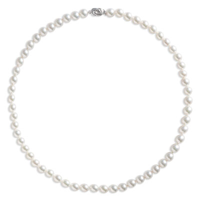 18-Inch Akoya Pearl Necklace, 18K White Gold
