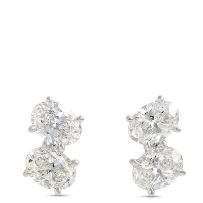 Oval Diamond Earrings, 2-&frac34; Total Carat Weight, 18K White Gold
