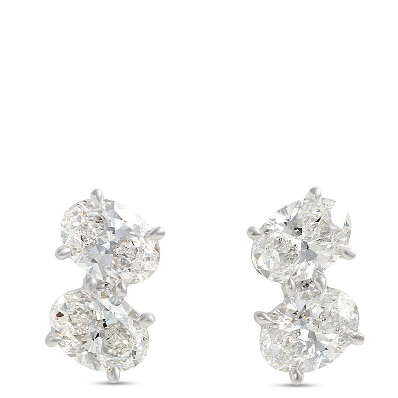 Oval Diamond Earrings, 2-&frac34; Total Carat Weight, 18K White Gold image number 0