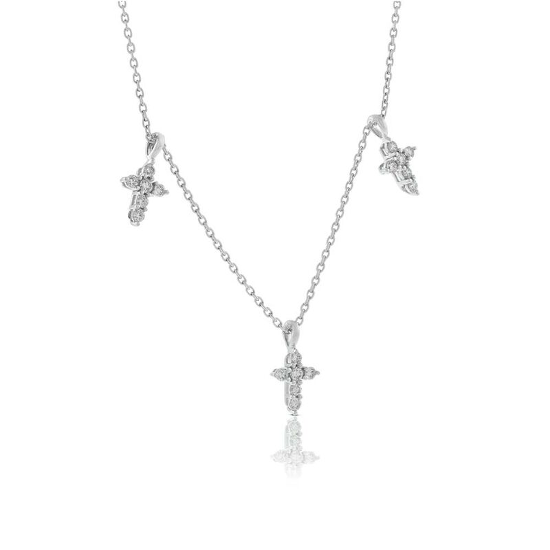 Diamond Mini Cross Station Necklace 14K image number 3