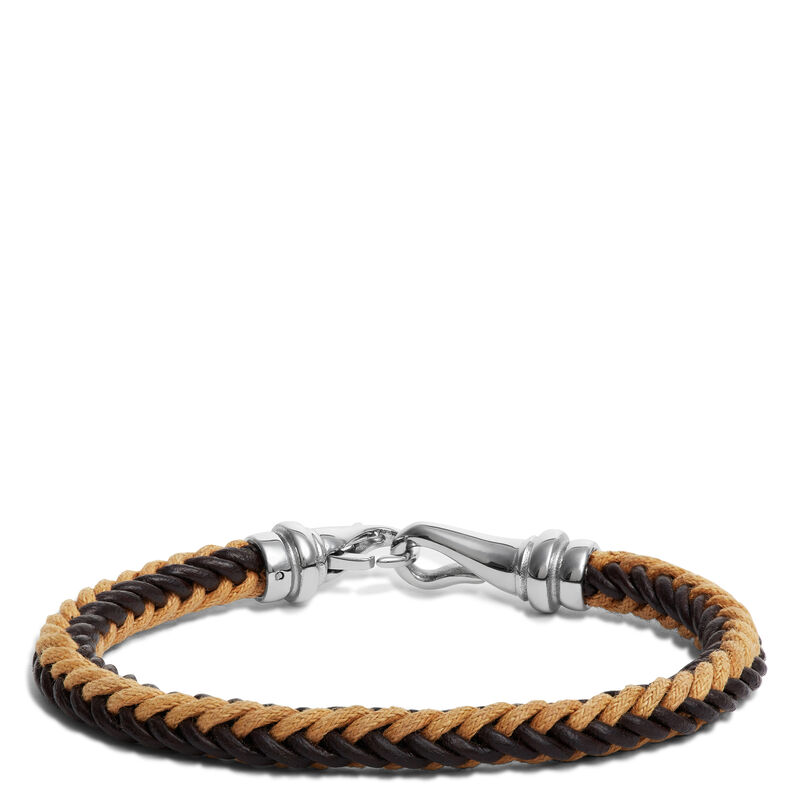 Black & Brown Braided Leather Bracelet image number 1