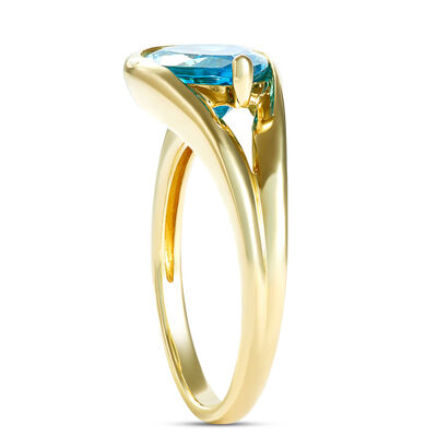 Pear Shaped Blue Topaz Ring, 14K Yellow Gold