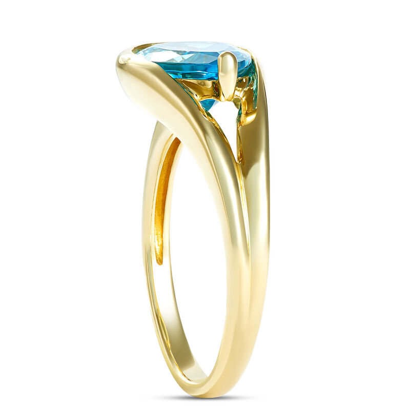 Pear Shaped Blue Topaz Ring, 14K Yellow Gold image number 1