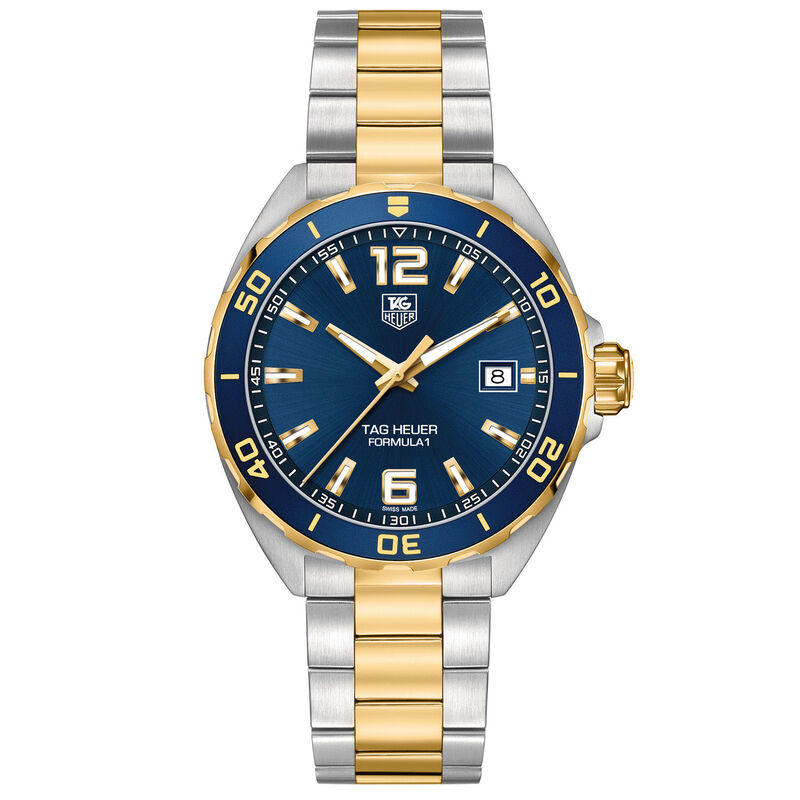 TAG Heuer Formula 1 Quartz Mens Blue Steel Yellow Gold Watch image number 0
