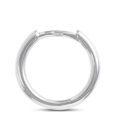 12MM Smooth Huggie Hoop Earrings, 14K White Gold