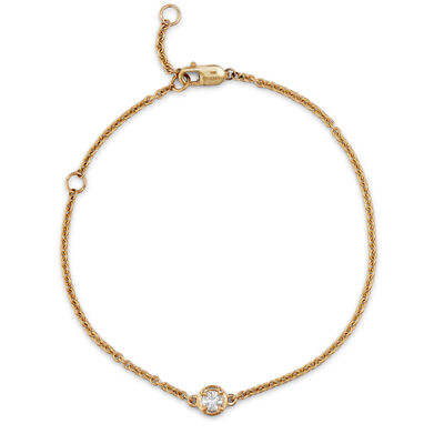 Bezel Set Round Diamond Bracelet, 14K Yellow Gold
