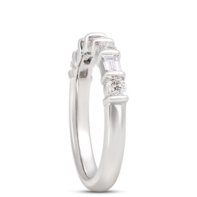 Round and Baguette Diamond Ring, &frac34; Total Carat Weight, Platinum
