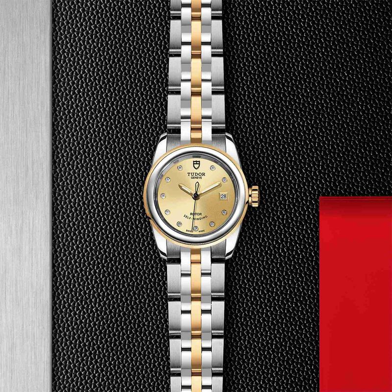 TUDOR Glamour Date Watch Champagne Dial Steel Bracelet, 26mm image number 3