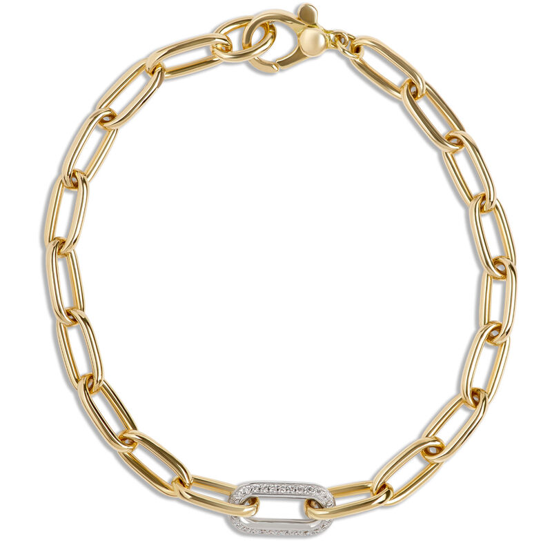 Toscano Paperclip Link Bracelet, &frac14; Carat Total Weight, 18K Yellow Gold image number 1