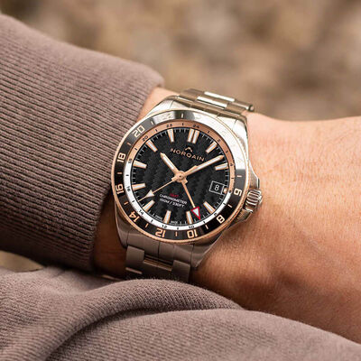 Norqain Adventure NEVEREST Black Steel Rose GMT Watch, 41mm