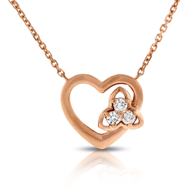 Rose Gold Diamond Heart Necklace 14K image number 0