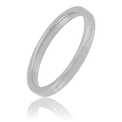 White Gold Polished Pipe Comfort Fit 2mm Band 18K