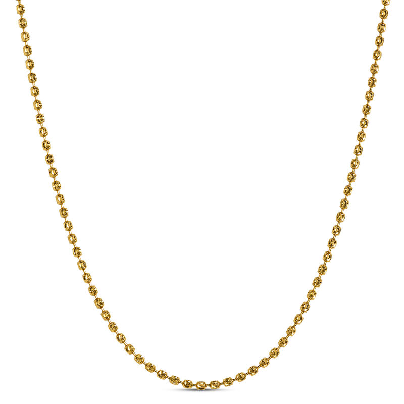 18-Inch Moon Cut Bead Necklace, 14K Yellow Gold image number 0