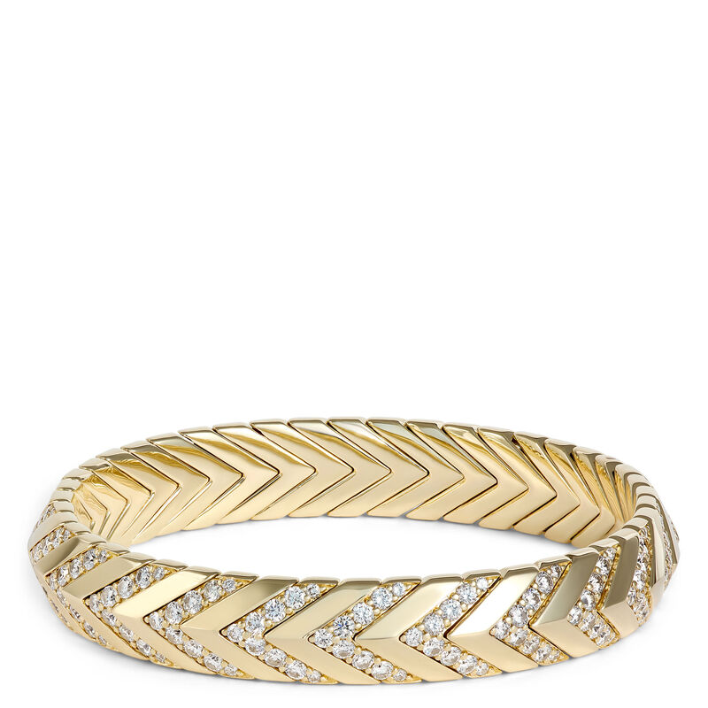 Diamond Tapered Dome Bangle, 14K Yellow Gold image number 0