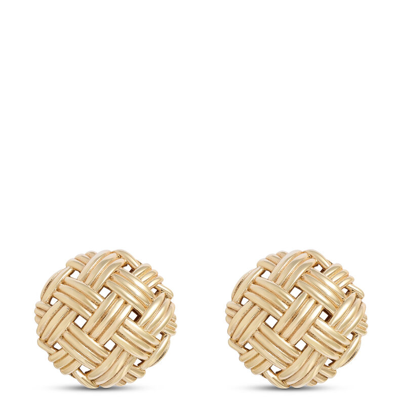 Toscano Basket Weave Button Studs, 14K Yellow Gold image number 0
