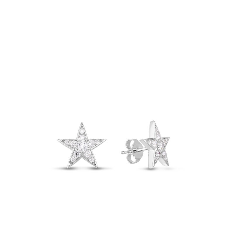 Roberto Coin Diamond Star Stud Earrings 18K White Gold image number 0