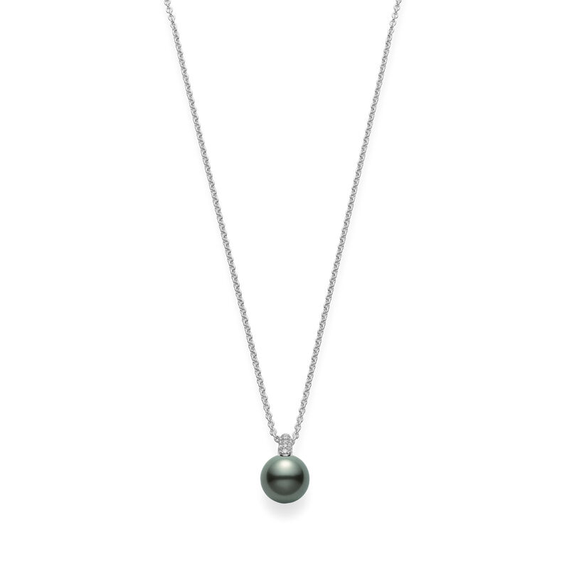 Mikimoto Classic Black South Sea Cultured Pearl Pendant, 18K White Gold with Diamond image number 0