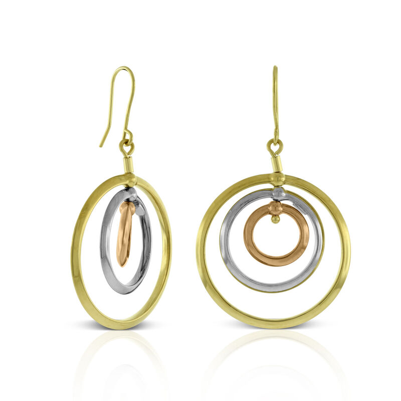 Toscano Tri-Color Spinning Circles Earrings 14K image number 0