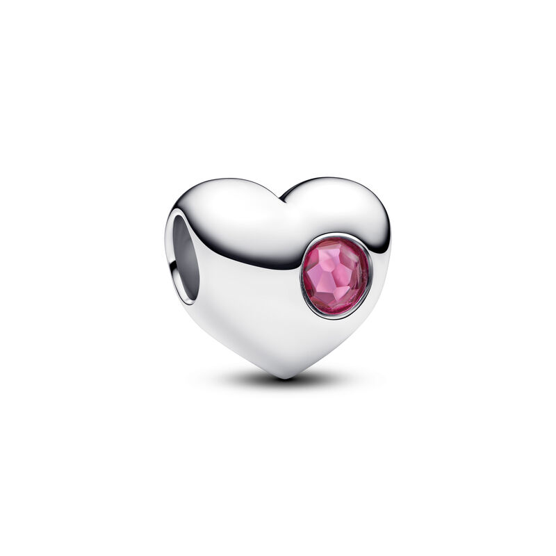 Pandora Engravable Pink Stone Heart Charm image number 0