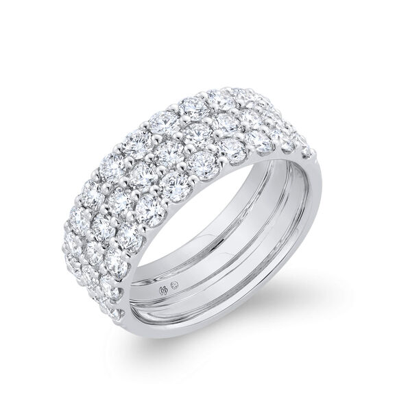 Bella Ponte Three-Row Tiger Set Diamond Bridal Ring, 14K White Gold