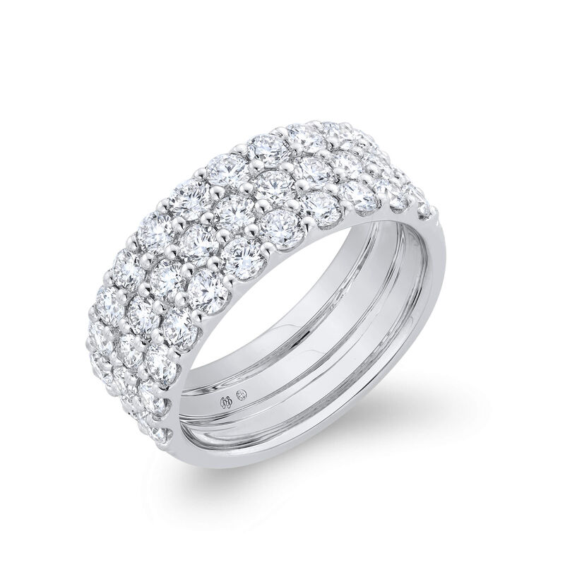 Bella Ponte Three-Row Tiger Set Diamond Bridal Ring, 14K White Gold image number 0