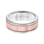 Rose Gold TRITON Custom Comfort Fit Milgrain Edge Band in White Tungsten & 14K, 6 mm