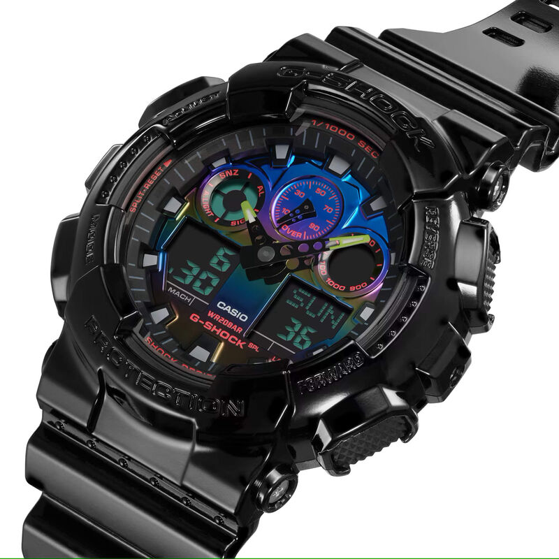 G-Shock Analog-Digital Watch Multicolor Dial Black Resin Strap, 55mm image number 3