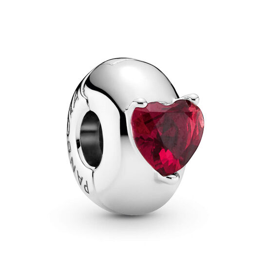 Pandora Red Heart Solitaire Crystal Clip Charm