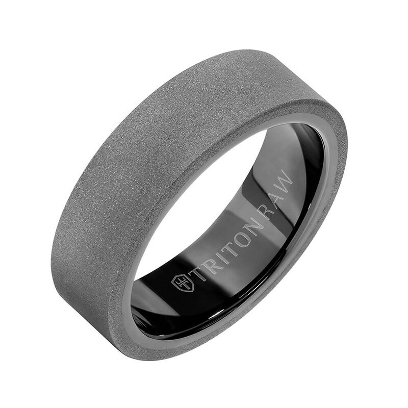 TRITON RAW Comfort Fit Sandblasted Matte Finish Band in Tungsten, 7 mm image number 1