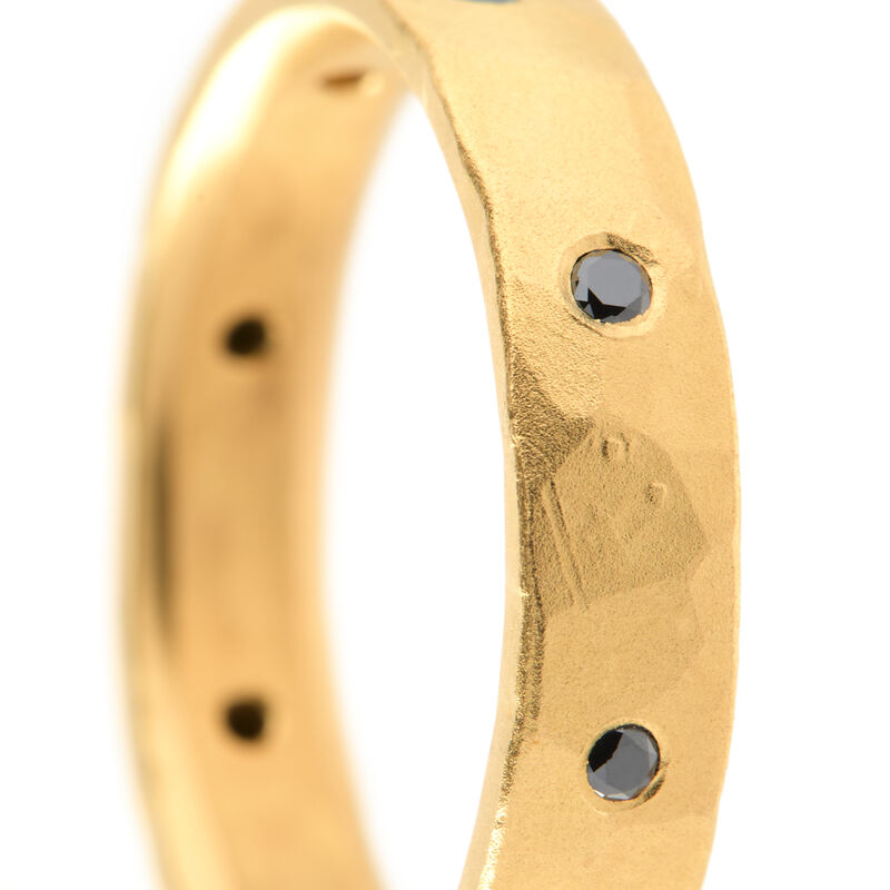 Hand Forged Black Diamond Band, 22K Yellow Gold image number 1