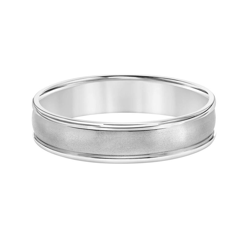 Gents Low Dome Round Edge Carved Wedding Band, 5MM image number 2