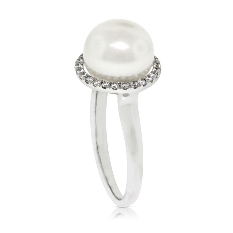 Freshwater Cultured Pearl & Diamond Ring 14K image number 4