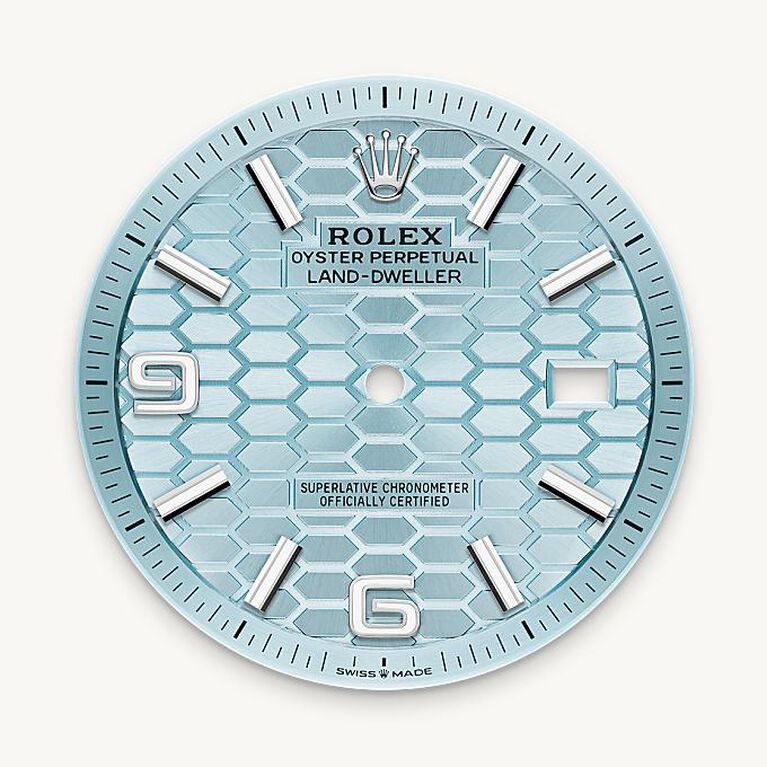 rolex land-dweller in platinum, m127336-0001 - ice-blue dial - ben bridge