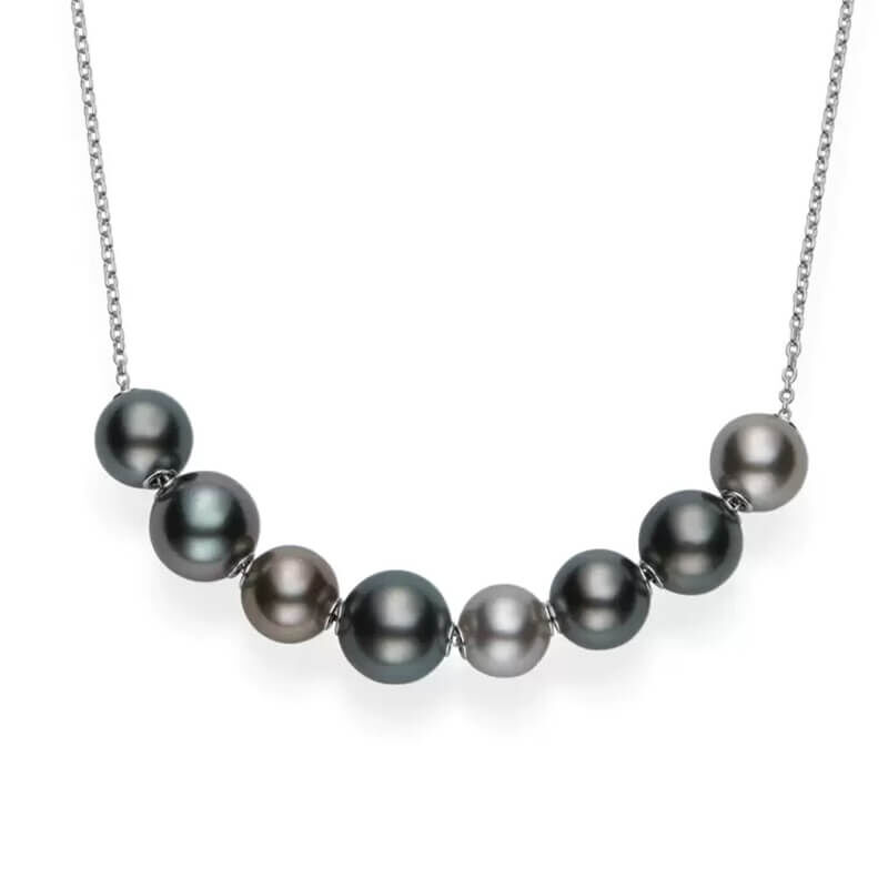 Mikimoto Black South Sea Cultured Pearl Station Necklace 18K image number 0