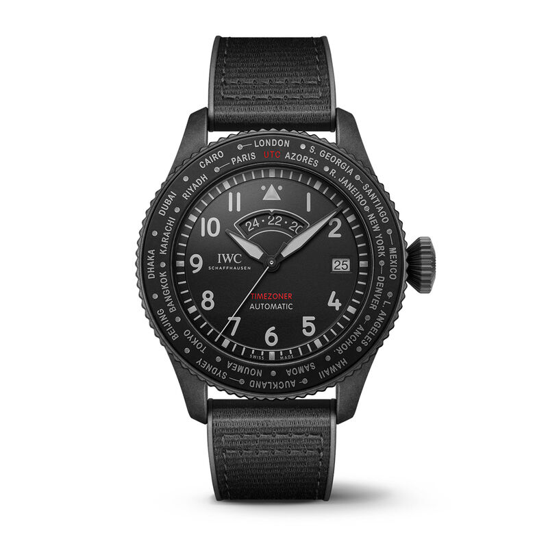 IWC Pilot's Watch Timezoner TOP GUN Ceratanium Black Dial Watch, 46mm image number 0