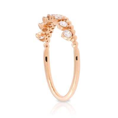 Rose Gold Beaded Stackable Diamond Band 14K