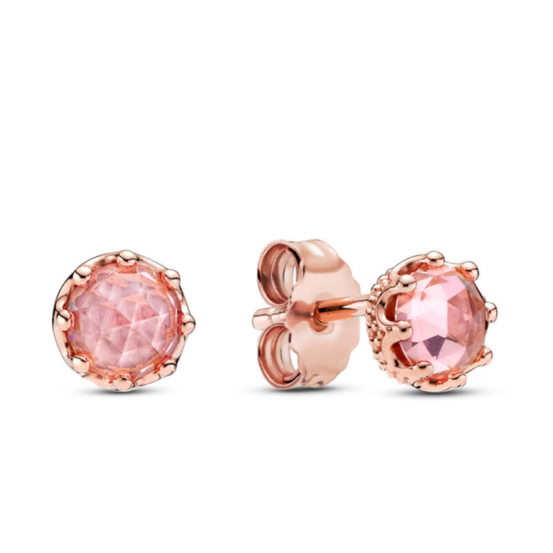 Pandora Pink Sparkling Crystal Crown Stud Earrings image number 0