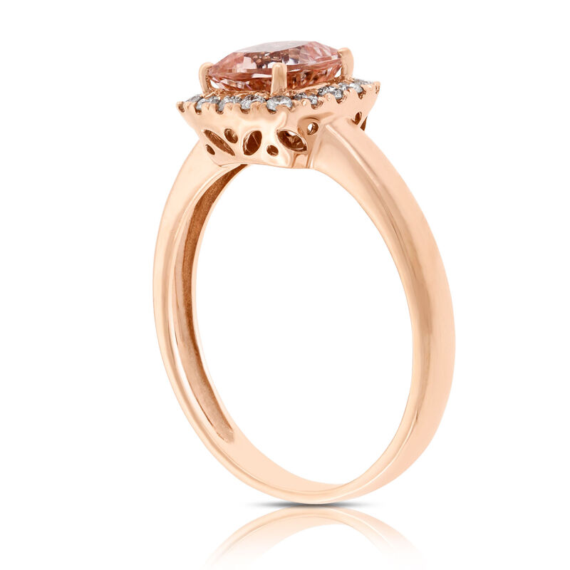 Rose Gold Morganite & Diamond Ring 14K image number 3