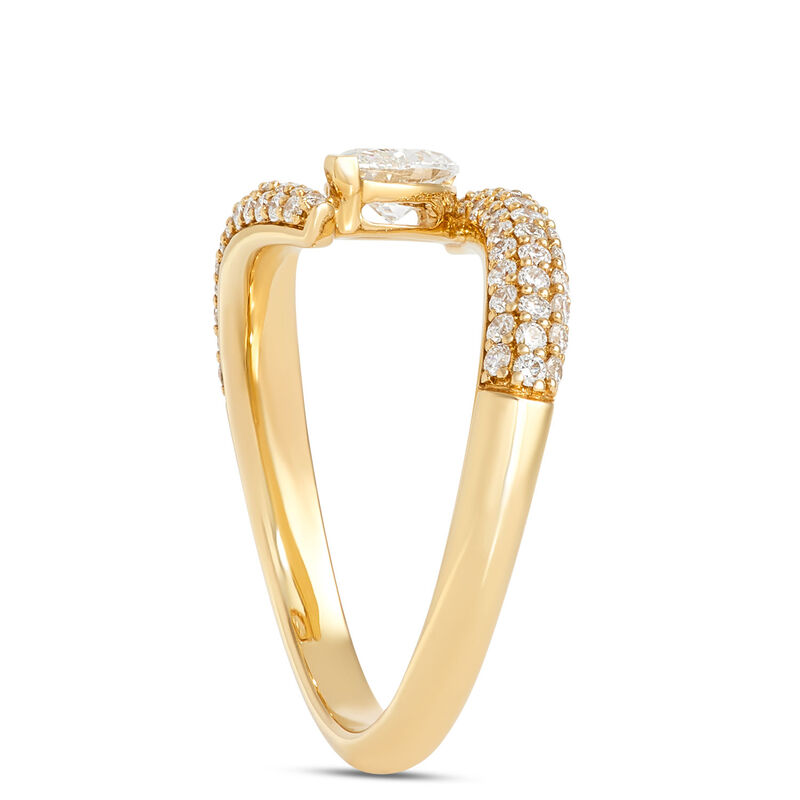 Marquise and Round Diamond Twisted Shank Ring, 1 Carat Total Weight, 18K Yellow Gold image number 1