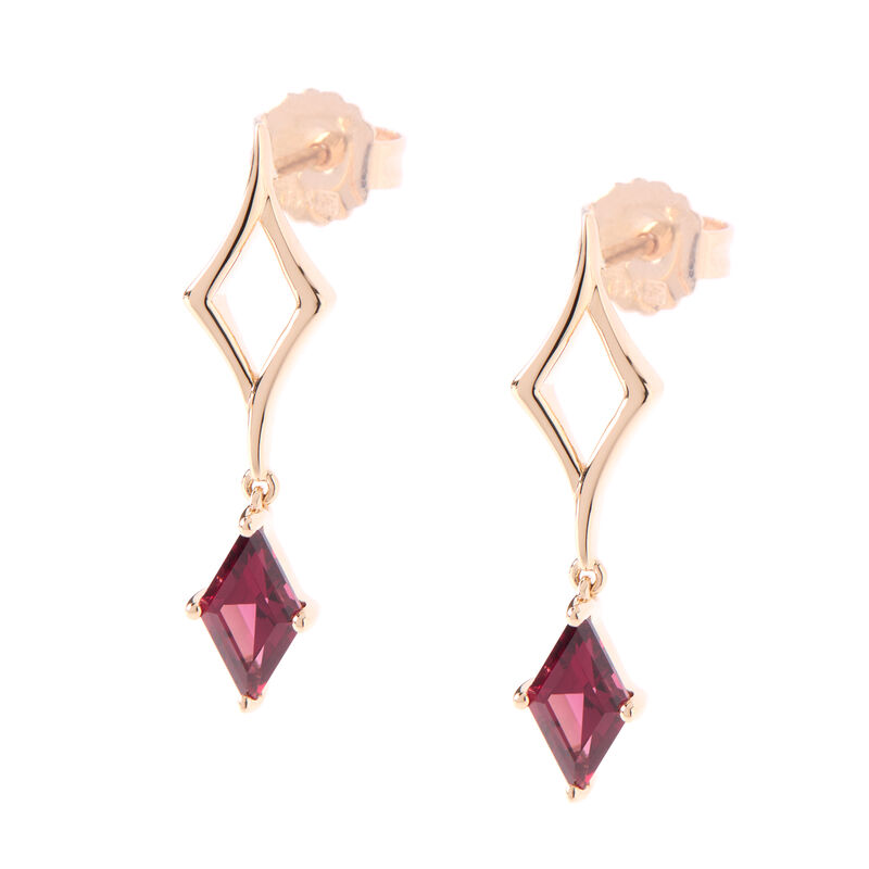 Rhodolite Dangle Earrings, 14K Yellow Gold image number 0