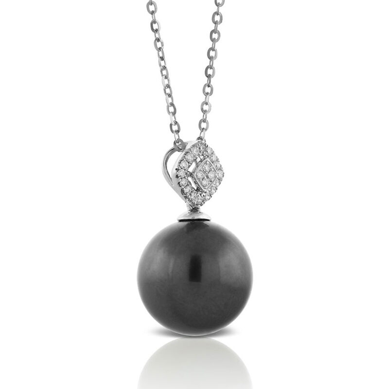 Cultured South Sea Tahitian Pearl & Diamond Necklace 14K image number 1
