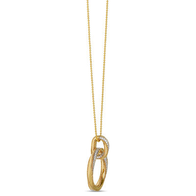 Twisted Circle Pendant with Round Diamonds, &frac12; Carat Total Weight, 18K Yellow Gold