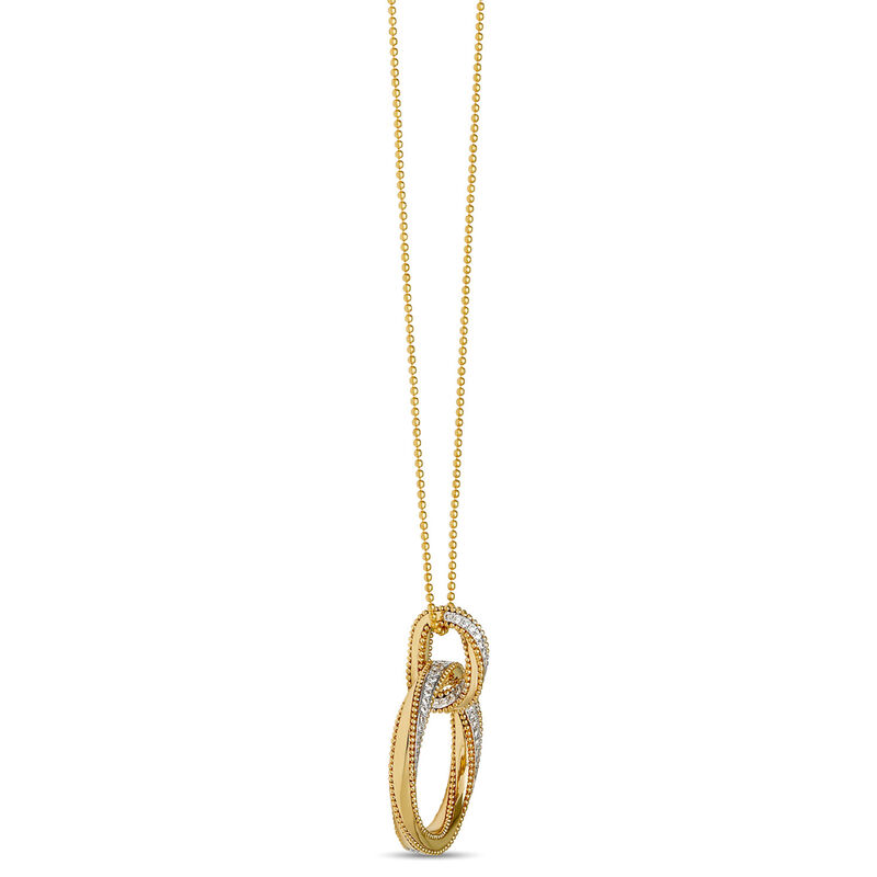 Twisted Circle Pendant with Round Diamonds, &frac12; Carat Total Weight, 18K Yellow Gold image number 1