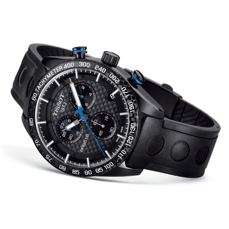 Tissot PRS 516 Chronograph Black Carbon Black PVD Watch, 42mm image number 1