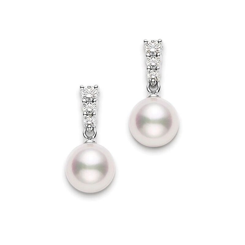 Mikimoto Akoya Cultured Pearl & Diamond Earrings 18K image number 0