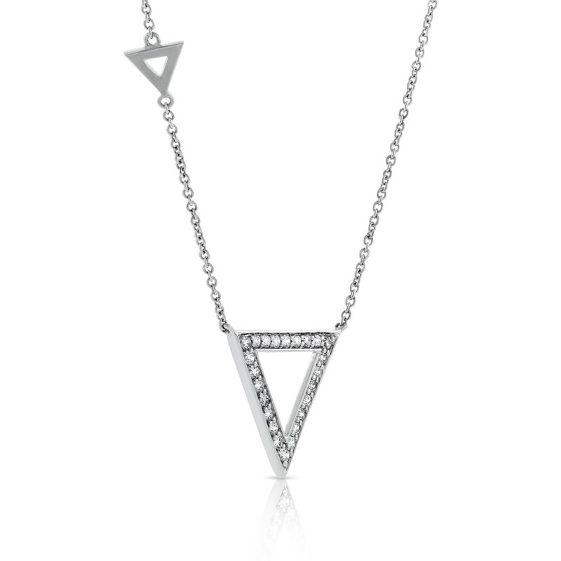 Diamond Triangle Geometric Necklace 14K image number 2
