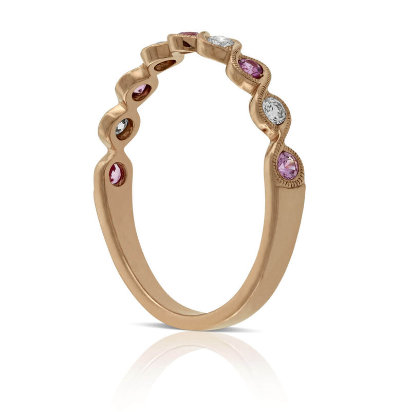 Rose Gold Pink Sapphire & Diamond Ring 14K image number 2