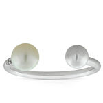 Cultured Freshwater Pearl & Diamond Cuff Ring 14K