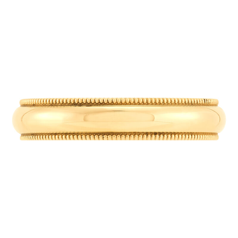 Yellow Gold Polished Milgrain Edge Comfort Fit 4mm Band 18K image number 2